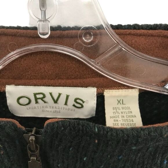 Orvis Sweater Men's XLarge Green Quarter Zip Merino Wool Blend Pullover Fishing - Picture 3 of 4